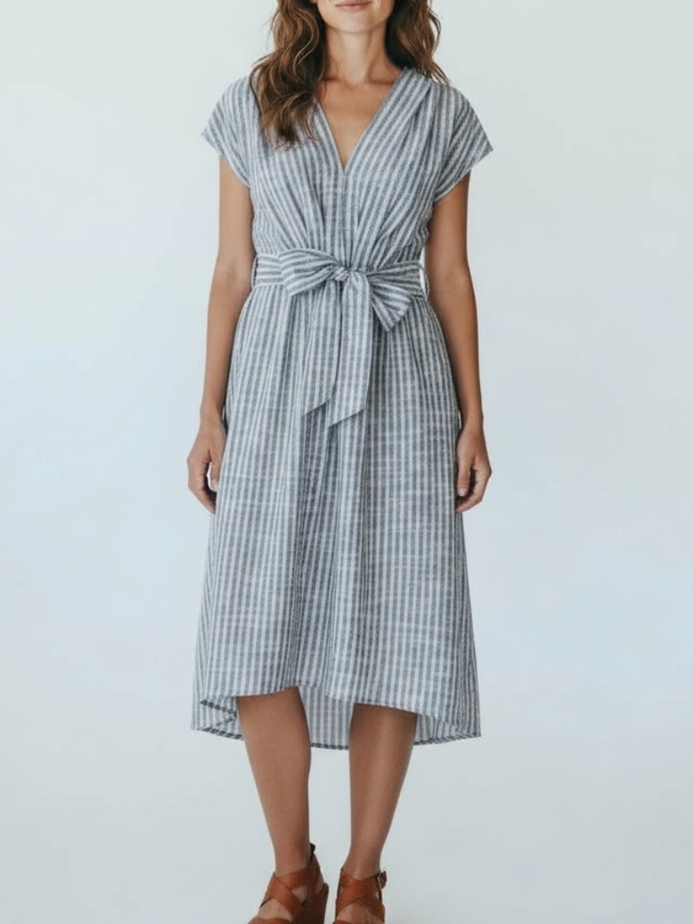 💙 Max Studio Blue Striped High Low Dress